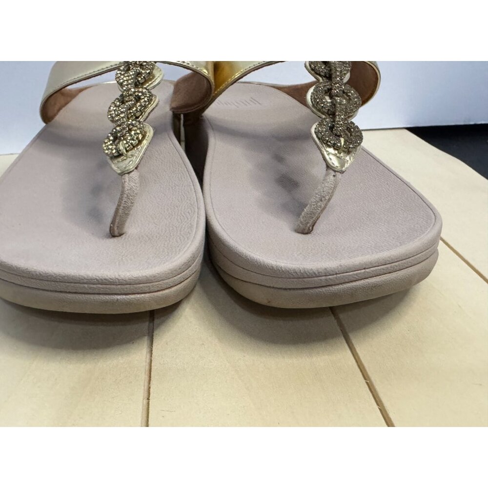 FitFlop Gold Toe Post Slides With Beaded Strap - Picture 4 of 9